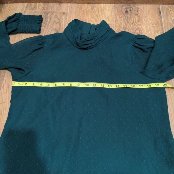 Universal Standard Womens Swiss Dot Blouse Size 6/8 Green Balloon Sleeve Chiffon - Picture 11 of 13